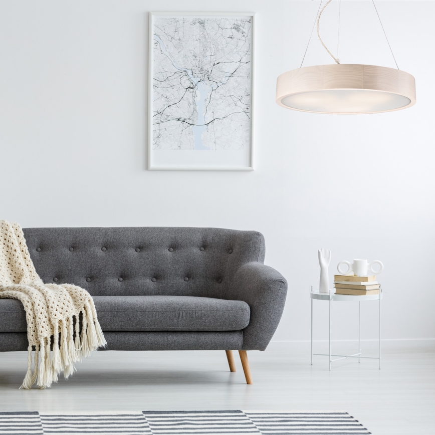 Lampadario a sospensione con filo 3xE27/60W/230V ø 47 cm pino