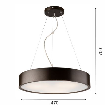 Lampadario a sospensione con filo 3xE27/60W/230V ø 47 cm pino