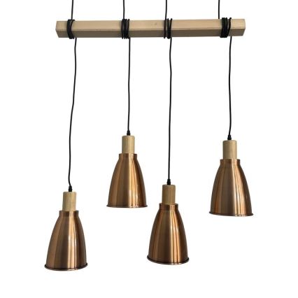 Lampadario a sospensione con filo 4xE27/60W/230V rame