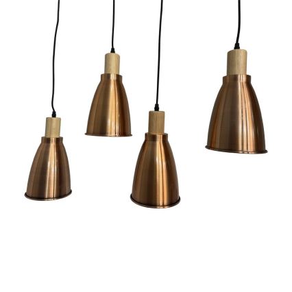 Lampadario a sospensione con filo 4xE27/60W/230V rame