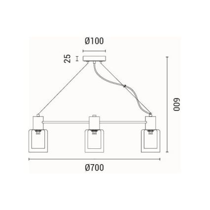 Lampadario a sospensione con filo 6xE14/15W/230V