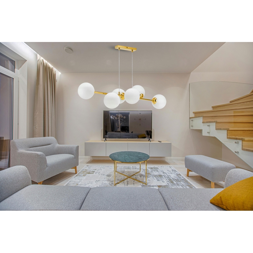 Lampadario a sospensione con filo 6xE27/35W/230V oro