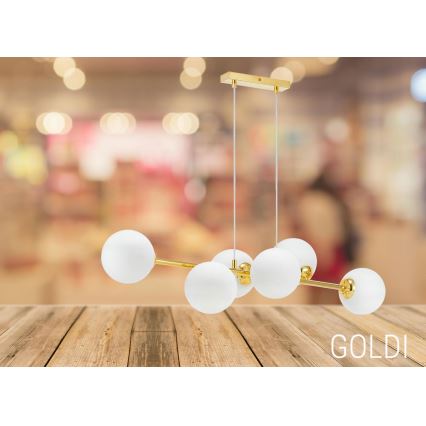 Lampadario a sospensione con filo 6xE27/35W/230V oro