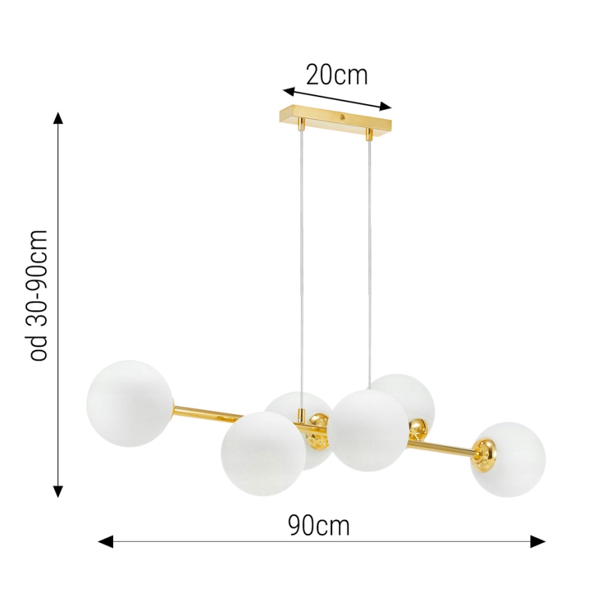 Lampadario a sospensione con filo 6xE27/35W/230V oro