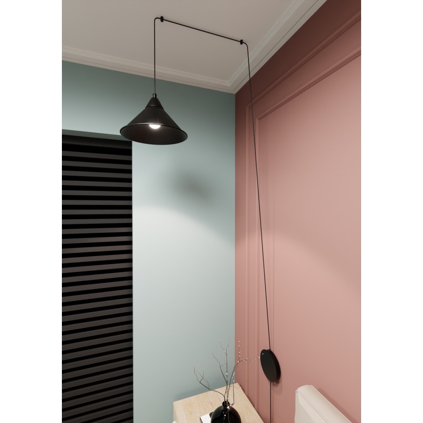 Lampadario a sospensione con filo ABRAMO 1xE27/15W/230V nero