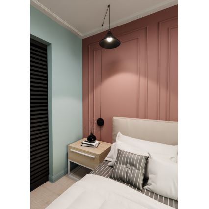 Lampadario a sospensione con filo ABRAMO 1xE27/15W/230V nero