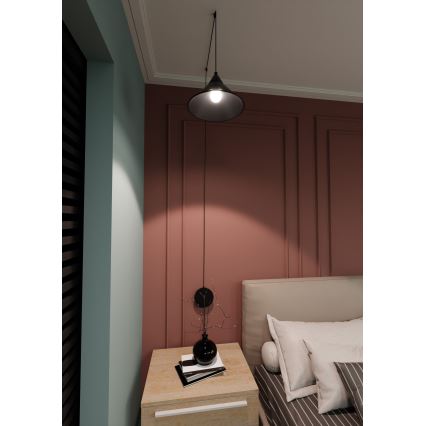 Lampadario a sospensione con filo ABRAMO 1xE27/15W/230V nero