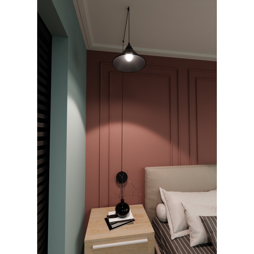 Lampadario a sospensione con filo ABRAMO 1xE27/15W/230V nero