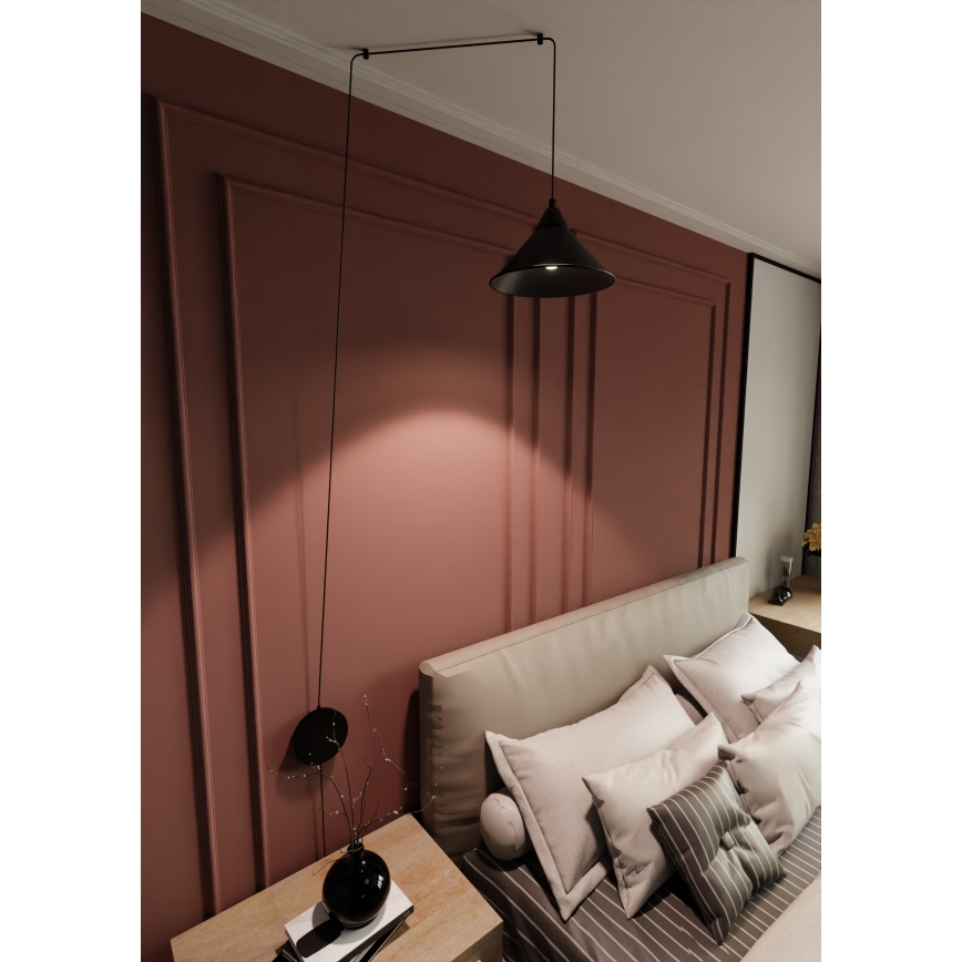 Lampadario a sospensione con filo ABRAMO 1xE27/15W/230V nero