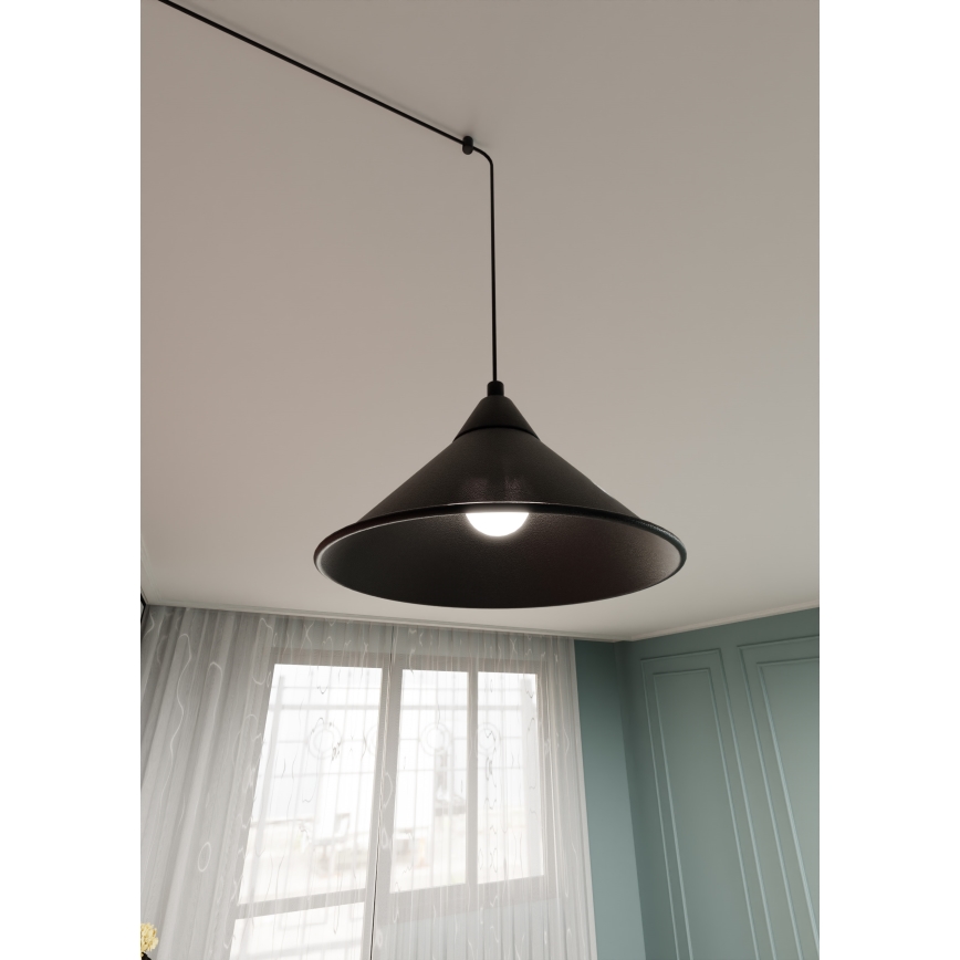 Lampadario a sospensione con filo ABRAMO 1xE27/15W/230V nero