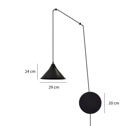 Lampadario a sospensione con filo ABRAMO 1xE27/15W/230V nero