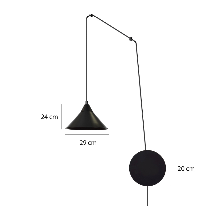 Lampadario a sospensione con filo ABRAMO 1xE27/15W/230V nero