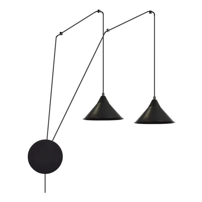 Lampadario a sospensione con filo ABRAMO 2xE27/15W/230V nero
