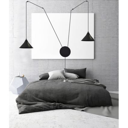 Lampadario a sospensione con filo ABRAMO 2xE27/15W/230V nero