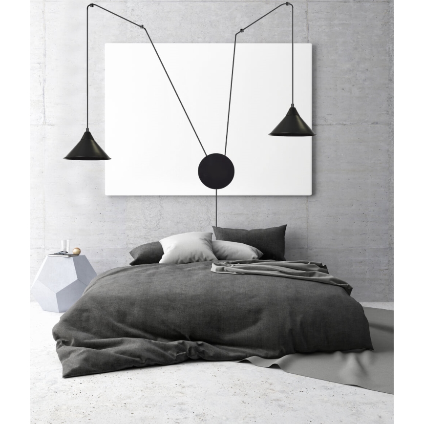 Lampadario a sospensione con filo ABRAMO 2xE27/15W/230V nero