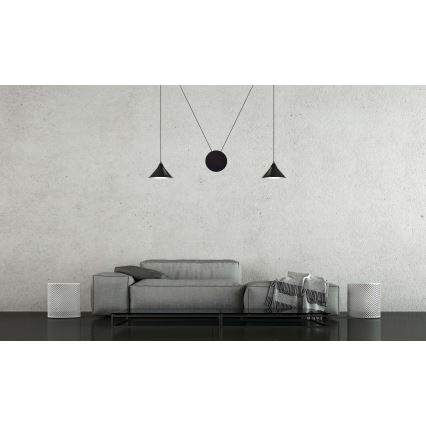 Lampadario a sospensione con filo ABRAMO 2xE27/15W/230V nero