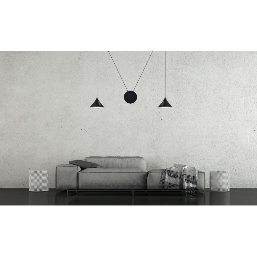 Lampadario a sospensione con filo ABRAMO 2xE27/15W/230V nero