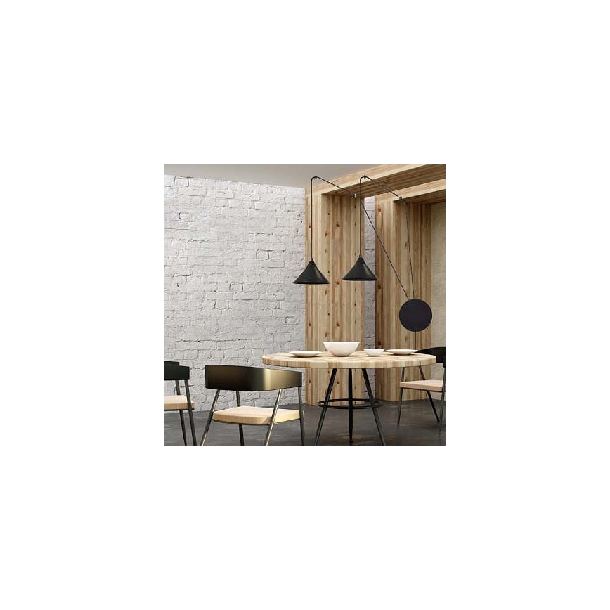 Lampadario a sospensione con filo ABRAMO 2xE27/15W/230V nero