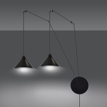 Lampadario a sospensione con filo ABRAMO 2xE27/15W/230V nero
