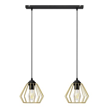Lampadario a sospensione con filo AGAT 2xE27/15W/230V oro/nero