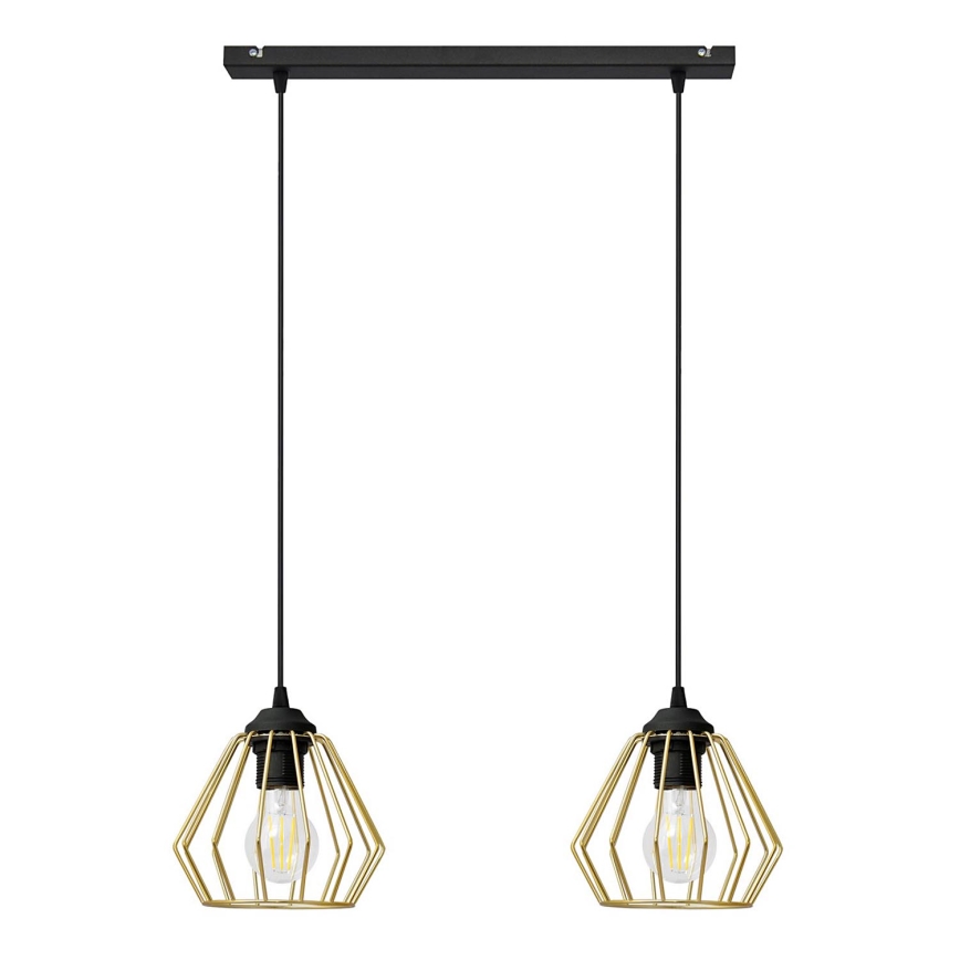 Lampadario a sospensione con filo AGAT 2xE27/15W/230V oro/nero
