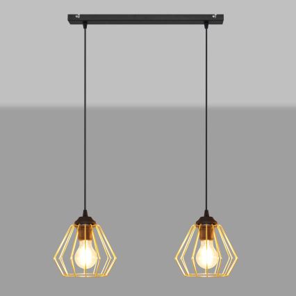 Lampadario a sospensione con filo AGAT 2xE27/15W/230V oro/nero