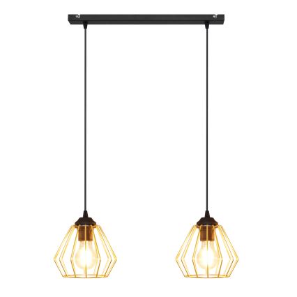 Lampadario a sospensione con filo AGAT 2xE27/15W/230V oro/nero