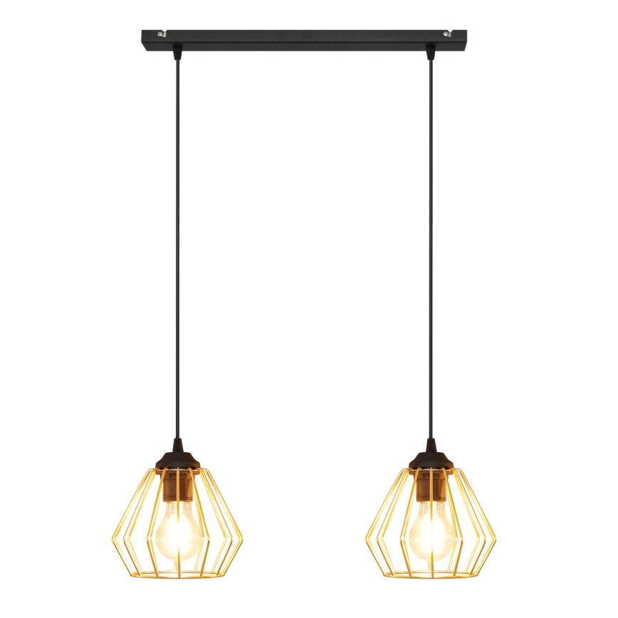 Lampadario a sospensione con filo AGAT 2xE27/15W/230V oro/nero