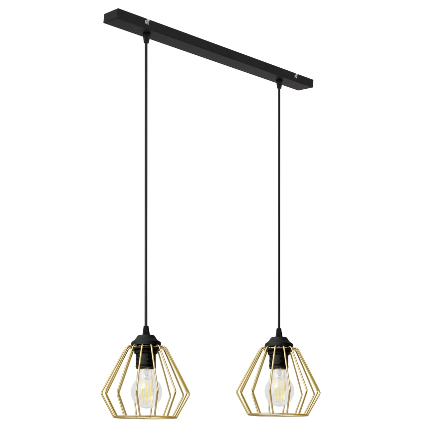 Lampadario a sospensione con filo AGAT 2xE27/15W/230V oro/nero