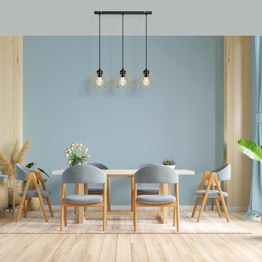 Lampadario a sospensione con filo AGAT 3xE27/15W/230V oro/nero