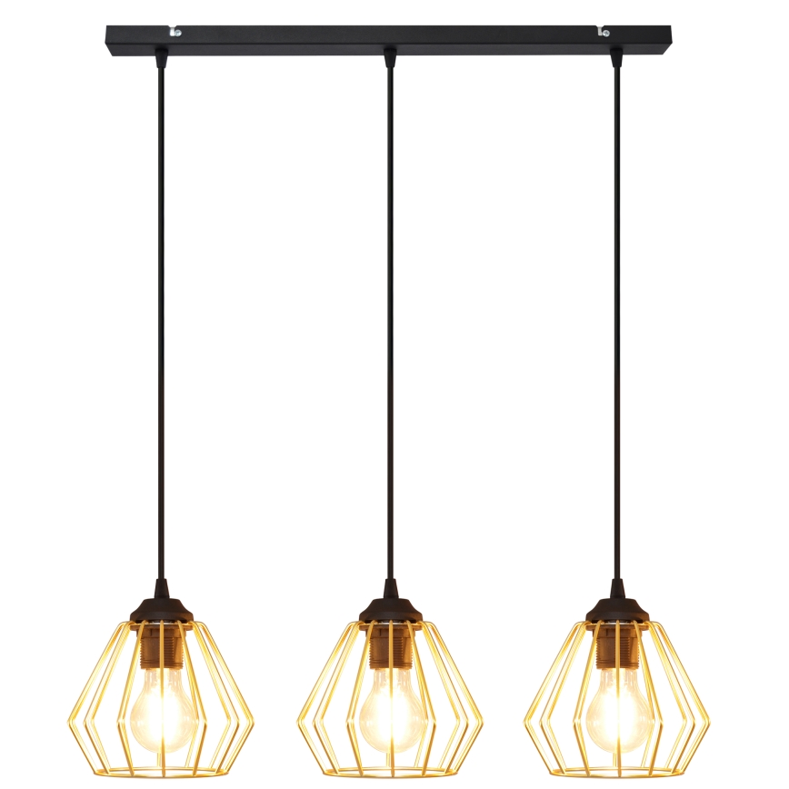 Lampadario a sospensione con filo AGAT 3xE27/15W/230V oro/nero