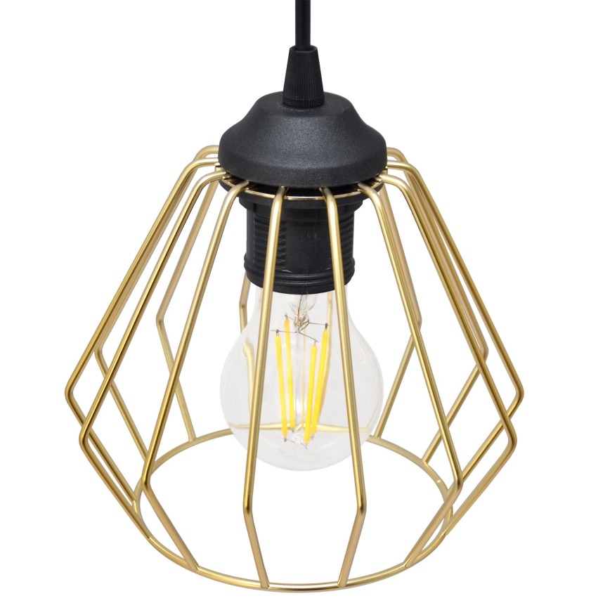 Lampadario a sospensione con filo AGAT 3xE27/15W/230V oro/nero