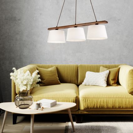 Lampadario a sospensione con filo AIDA 3xE27/60W/230V noce