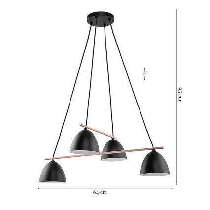 Lampadario a sospensione con filo AIDA 4xE27/15W/230V