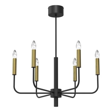 Lampadario a sospensione con filo AKASYA 6xE14/15W/230V nero/oro