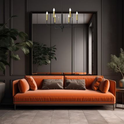 Lampadario a sospensione con filo AKASYA 6xE14/15W/230V nero/oro