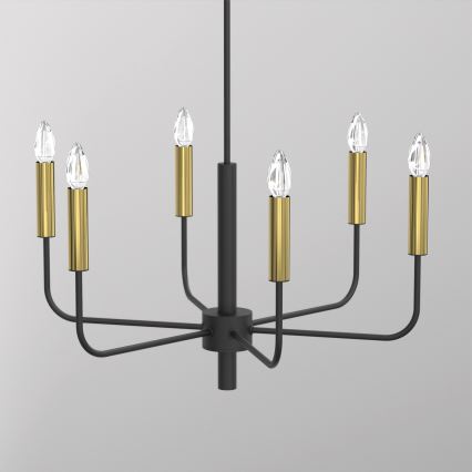 Lampadario a sospensione con filo AKASYA 6xE14/15W/230V nero/oro