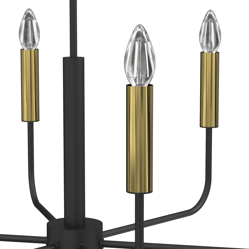 Lampadario a sospensione con filo AKASYA 6xE14/15W/230V nero/oro