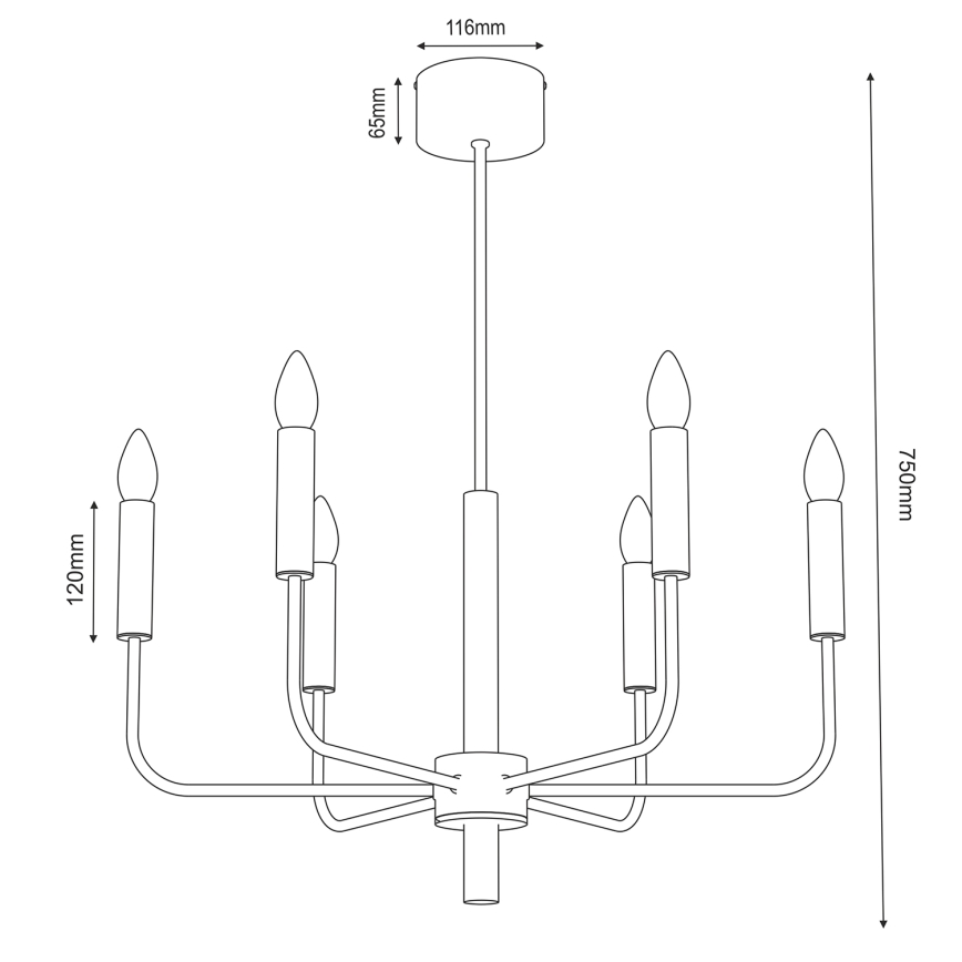 Lampadario a sospensione con filo AKASYA 6xE14/15W/230V nero/oro