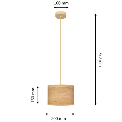 Lampadario a sospensione con filo ALBA 1xE27/15W/230V diametro 20 cm marrone