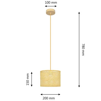 Lampadario a sospensione con filo ALBA 1xE27/15W/230V diametro 20 cm rattan