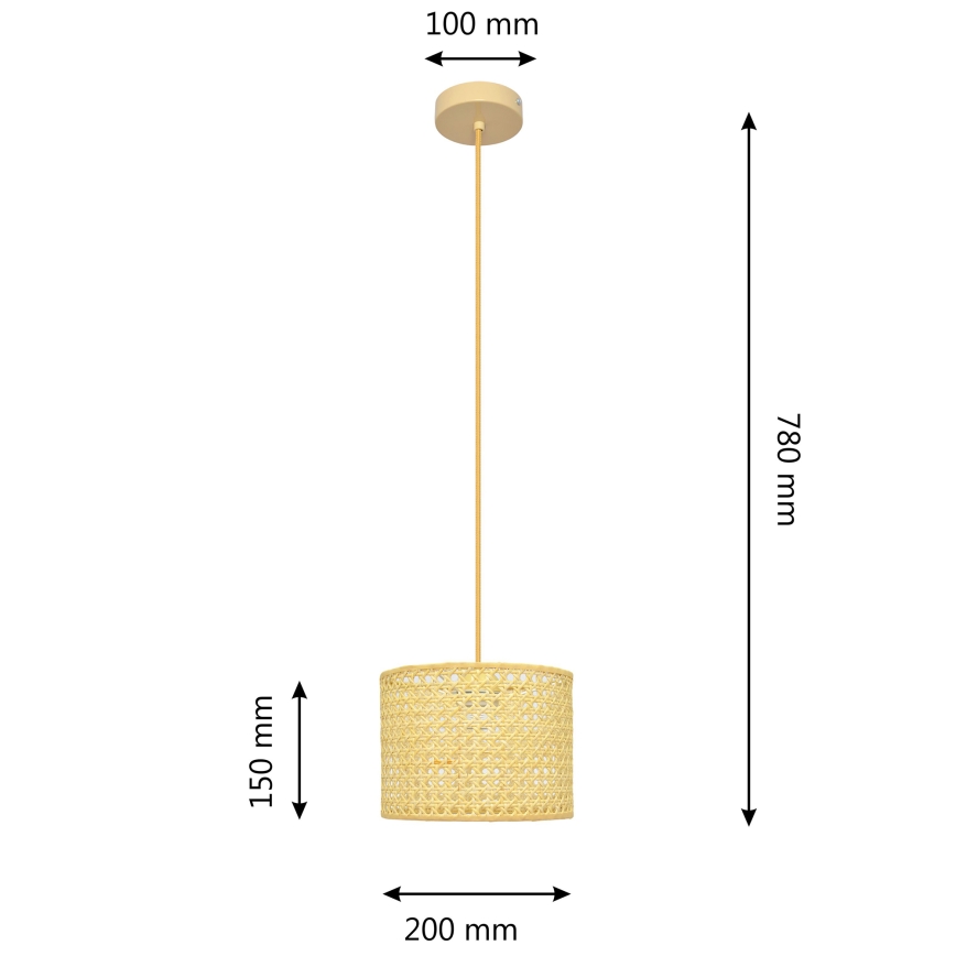 Lampadario a sospensione con filo ALBA 1xE27/15W/230V diametro 20 cm rattan