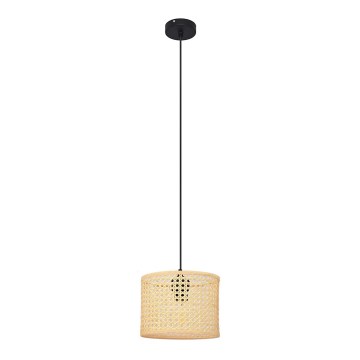 Lampadario a sospensione con filo ALBA 1xE27/15W/230V diametro 20 cm rattan/nero