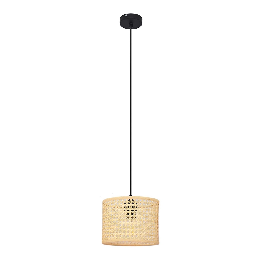 Lampadario a sospensione con filo ALBA 1xE27/15W/230V diametro 20 cm rattan/nero