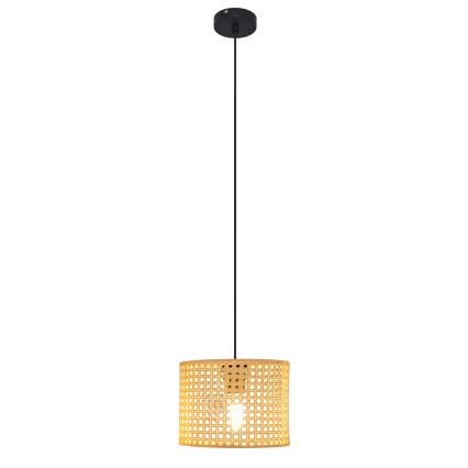 Lampadario a sospensione con filo ALBA 1xE27/15W/230V diametro 20 cm rattan/nero