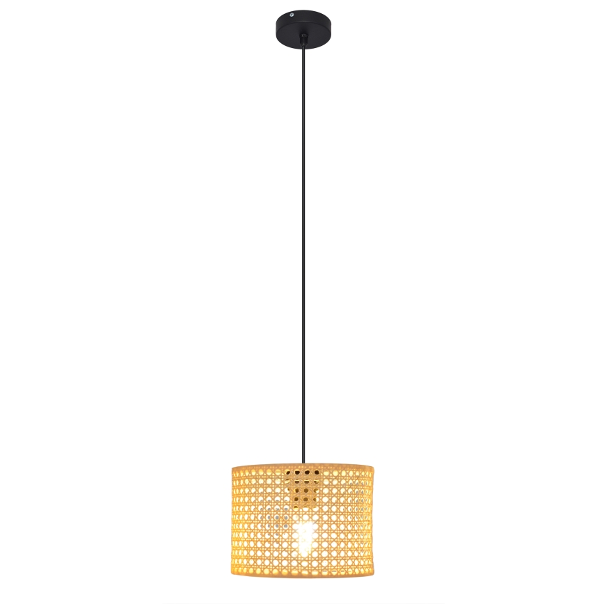 Lampadario a sospensione con filo ALBA 1xE27/15W/230V diametro 20 cm rattan/nero