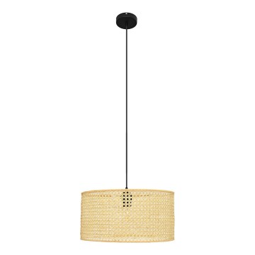 Lampadario a sospensione con filo ALBA 1xE27/15W/230V diametro 40 cm rattan/nero