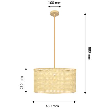 Lampadario a sospensione con filo ALBA 1xE27/15W/230V diametro 45 cm rattan