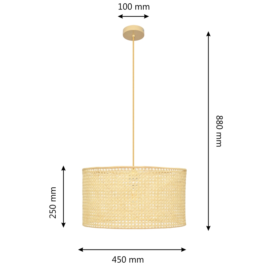 Lampadario a sospensione con filo ALBA 1xE27/15W/230V diametro 45 cm rattan