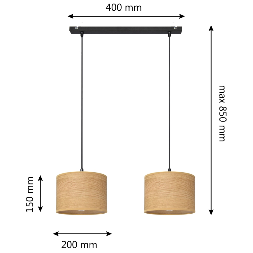 Lampadario a sospensione con filo ALBA 2xE27/15W/230V marrone/nero